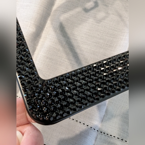 New Black Rhinestone License Plate Holder / Frame - Picture 2 of 3